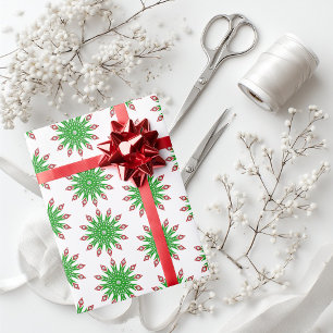 Papier Cadeau Green Christmas Snowflakes Dons Papier à enveloppe