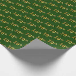 Papier Cadeau Green, Faux Gold 10th (Dixième) Event Wrapping Pap