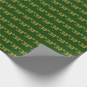 Papier Cadeau Green, Faux Gold 30e (trentième) événement
