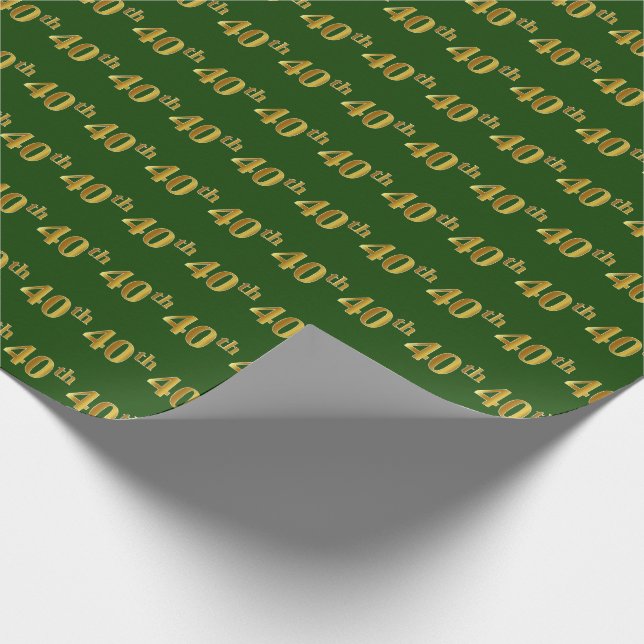 Papier Cadeau Green, Faux Gold 40e (Quarantième) (Coin)