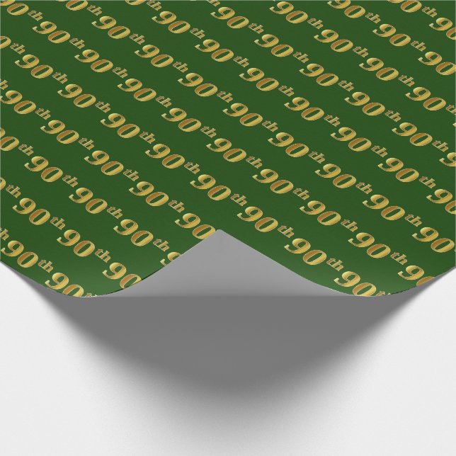 Papier Cadeau Green, Faux Gold 90e (Ninetieth) (Coin)