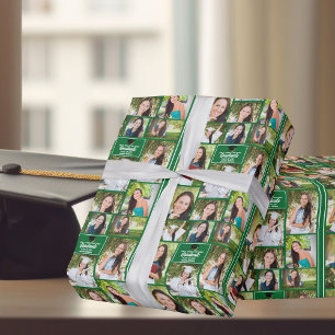 Papier Cadeau Green Graduate 9 Photo Collage Moderne Graduation