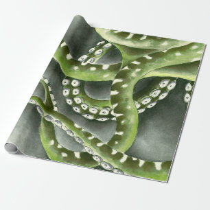Papier Cadeau Green Grey Tentacles