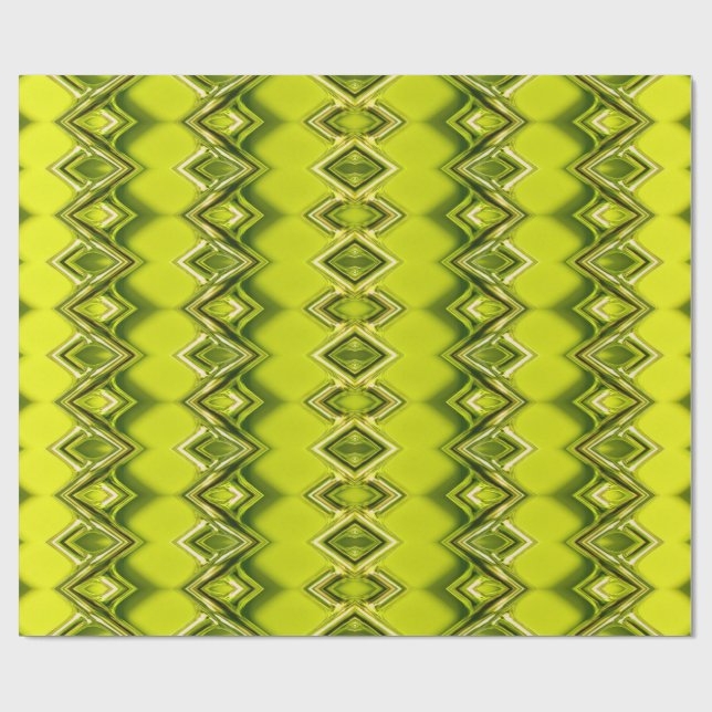 Papier Cadeau green & lemon yellow diamond pattern (Plat)