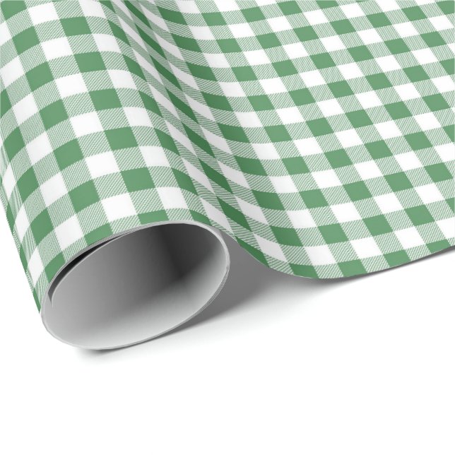 Papier Cadeau Green | Papier blanc En vichy enveloppement (Coin rond)