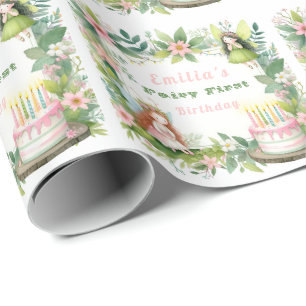 Papier Cadeau Green Pastel Fairy Premier anniversaire -
