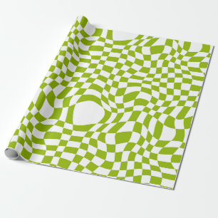 Papier Cadeau Green Retro À damiers Wave Warp Art