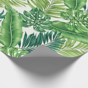 Papier Cadeau Green Tropical Palm Banana Monstera Feuille