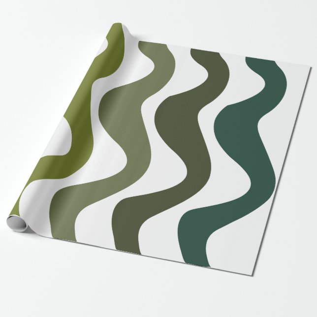 Papier Cadeau Green Wavy Stripes (Déroulé)
