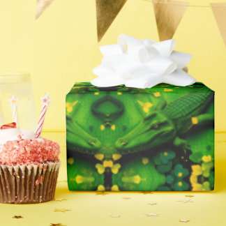 Papier Cadeau Green Yellow Alligator Crocodile Dragon Artistic 