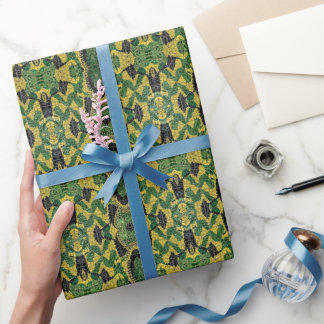 Papier Cadeau Green Yellow Alligator Crocodile Dragon Leather