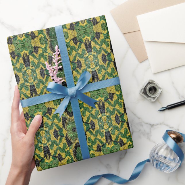 Papier Cadeau Green Yellow Alligator Crocodile Dragon Leather (Cadeaux)