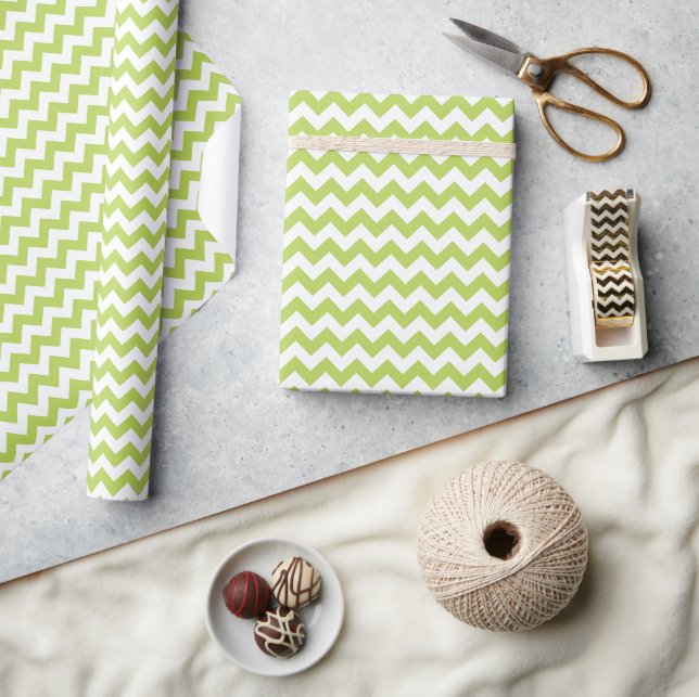 Papier Cadeau Green Zigzag, Green Chevron, Motif géométrique (Artisanat)