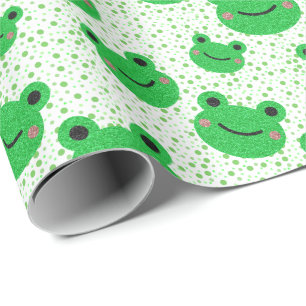 Papier Cadeau Grenouille 1er Anniversaire de la fête Dots verts