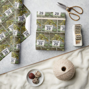Papier Cadeau Grenouille année bissextile d'anniversaire