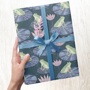 Papier Cadeau Grenouille dans un étang Lily