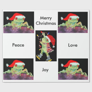 Papier Cadeau Grenouille de Père Noël de Noël enveloppant Papper