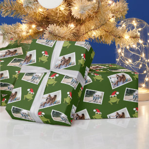 Papier Cadeau Grenouille de Santa Hat Photo Papier d'enveloppeme