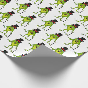 Papier Cadeau Grenouille drôle avec chapeau haut-de-forme dessin