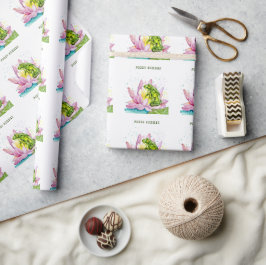 Papier Cadeau Grenouille drôle sur un lotus