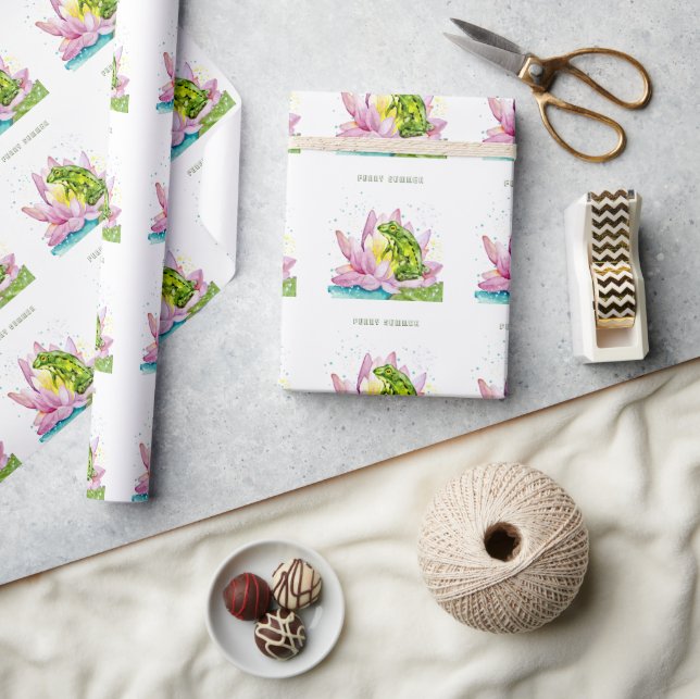 Papier Cadeau Grenouille drôle sur un lotus (Artisanat)