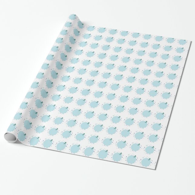 Papier Cadeau Grenouille en Jeans, Anniversaire, Pois (Déroulé)