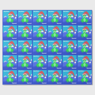Papier Cadeau Grenouille Père Noël Christmas