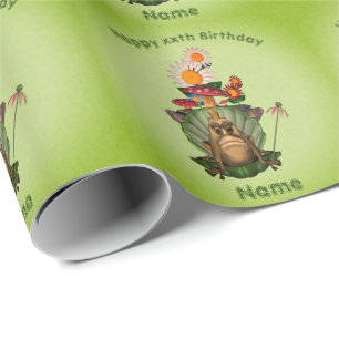 Papier Cadeau Grenouille Princesse Champignons Personnalisé Anni