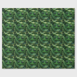 Papier Cadeau Grenouille verte mignonne cachée dans des feuilles