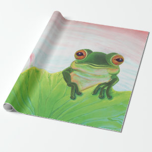 Papier Cadeau Grenouille verte Se détendre dans l'étang
