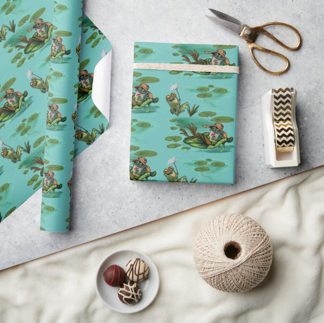 Papier Cadeau Grenouilles réfrigérées Profitant De L'Été (Artisanat)
