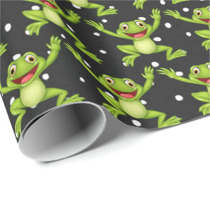Papier Cadeau Grenouilles Saut Sur Pois