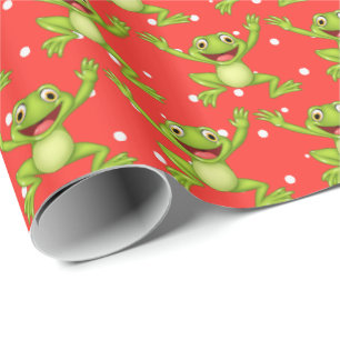 Papier Cadeau Grenouilles Saut Sur Pois