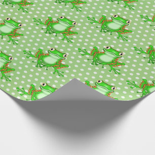 Papier Cadeau Grenouilles vertes sur les Pois
