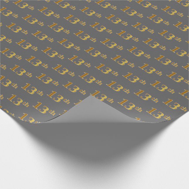 Papier Cadeau Grey, Faux Gold 13e (treizième) événement (Coin)