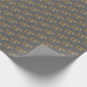 Papier Cadeau Grey, Faux Gold 15e (quinzième) Événement