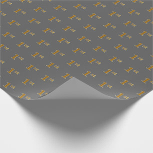 Papier Cadeau Grey, Faux Gold 1er (Premier) Enveloppement d'évén