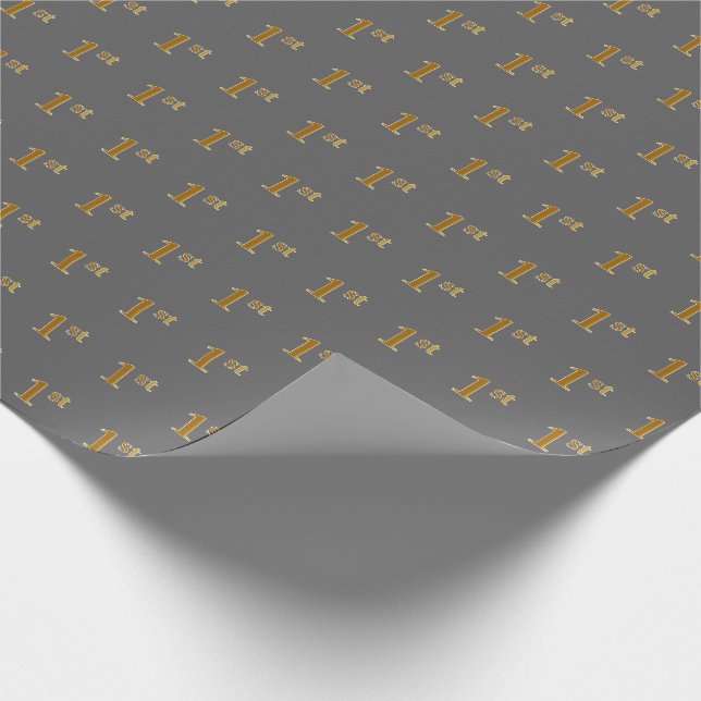 Papier Cadeau Grey, Faux Gold 1er (Premier) Enveloppement d'évén (Coin)