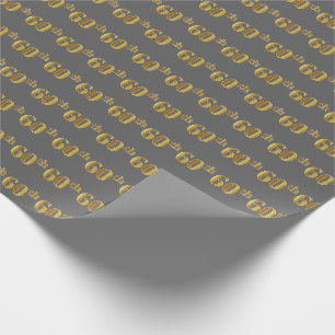 Papier Cadeau Grey, Faux Gold 60e (Soixantième) Événement