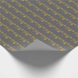 Papier Cadeau Grey, Faux Gold 76e (Soixante-seizième)