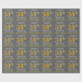 Papier Cadeau Grey, Faux Gold "HAPPY 38th BIRTHDAY"