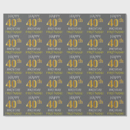 Papier Cadeau Grey, Faux Gold "HEUREUX 40e anniversaire"