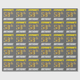 Papier Cadeau Grey, Faux/Imitation Gold, "58e ANNIVERSAIRE"