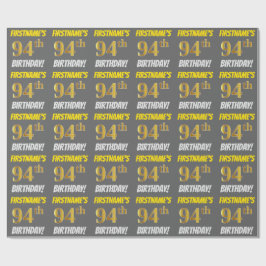Papier Cadeau Grey, Faux/Imitation Gold, "94e anniversaire"
