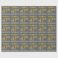 Grey, Imitation Gold Look "47th BIRTHDAY"