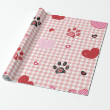 Gribouillage empreinte de patte avec coeurs