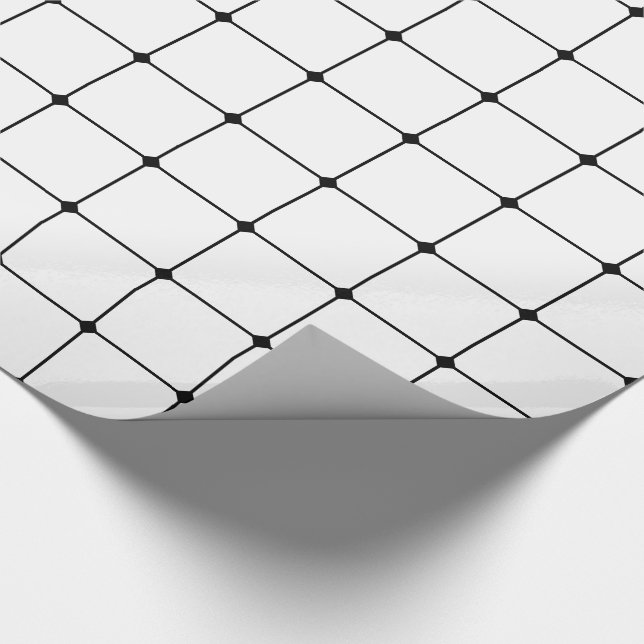 Papier Cadeau Grille 260216 - Noir sur blanc (Coin)
