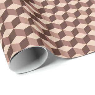 Papier Cadeau Grille Diamant moderne, Taupe, Brown et beige