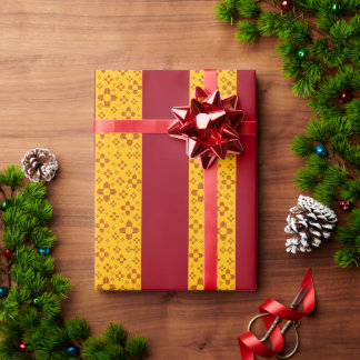 Papier Cadeau Grilles verticales Zia Soleil Rouge Jaune Nouveau-
