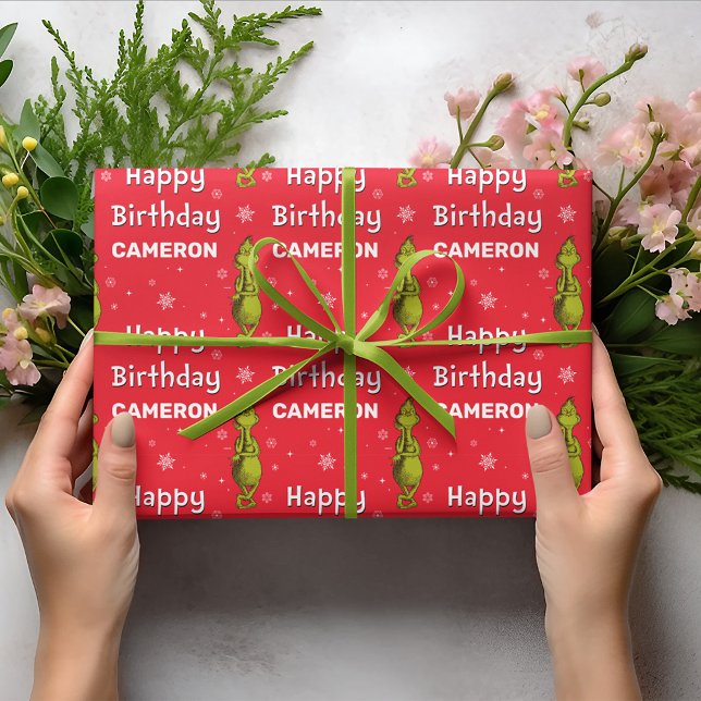 Papier Cadeau Grinch Flocon de Neige Anniversaire (Wrapped gift)